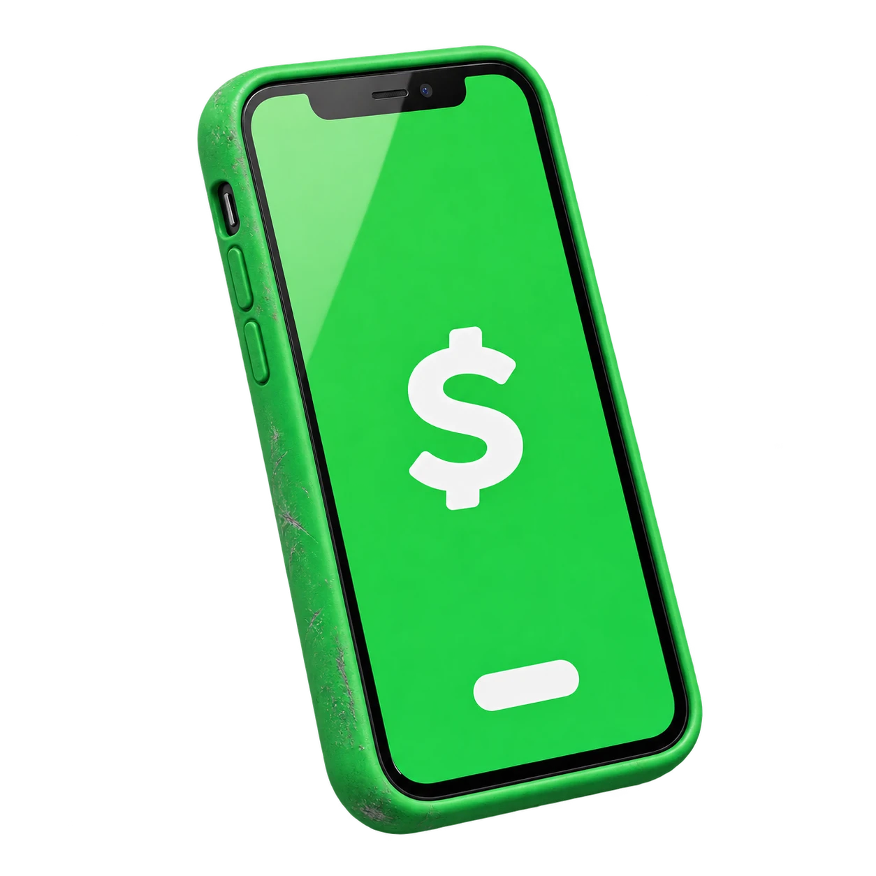 A green Cash App phone