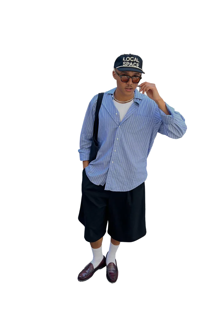 Man in blue shirt