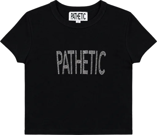 Black PATHETIC rhinestone T-shirt