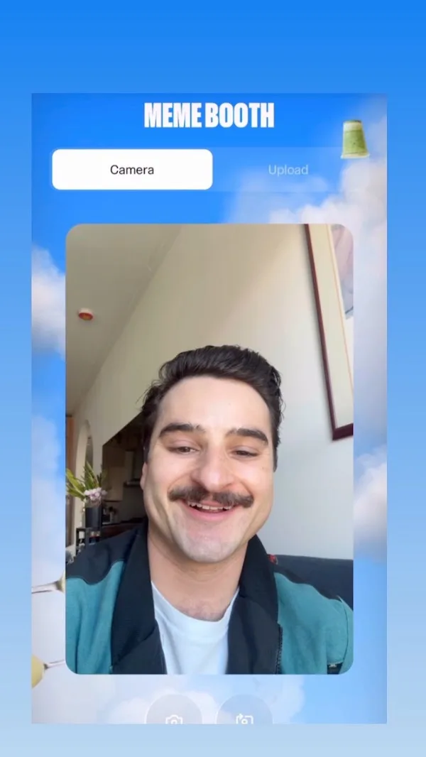 A community member trying the Air Meme Booth