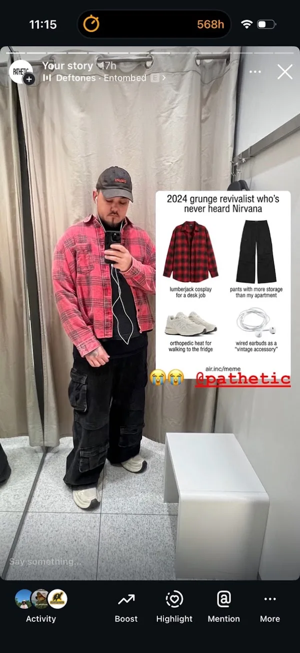 A pink-jacket outfit turned into an Air Meme Booth starter pack