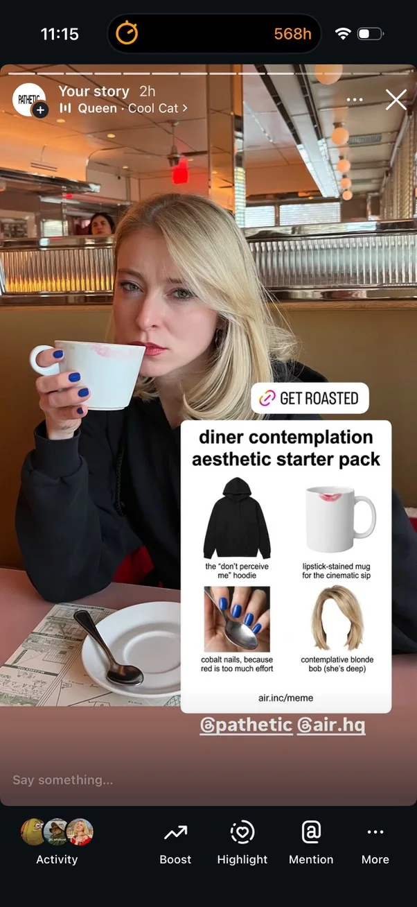 A member of the community sharing their personalised starter pack and tagging Air