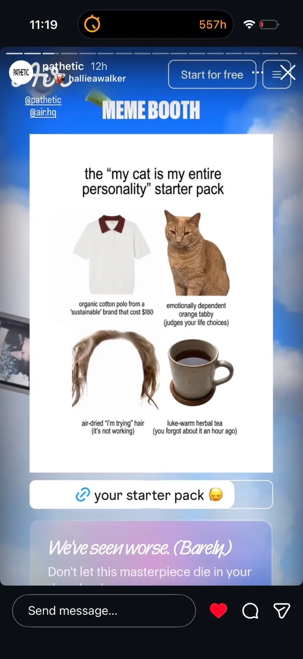 The Air Meme Booth being shared on Instagram